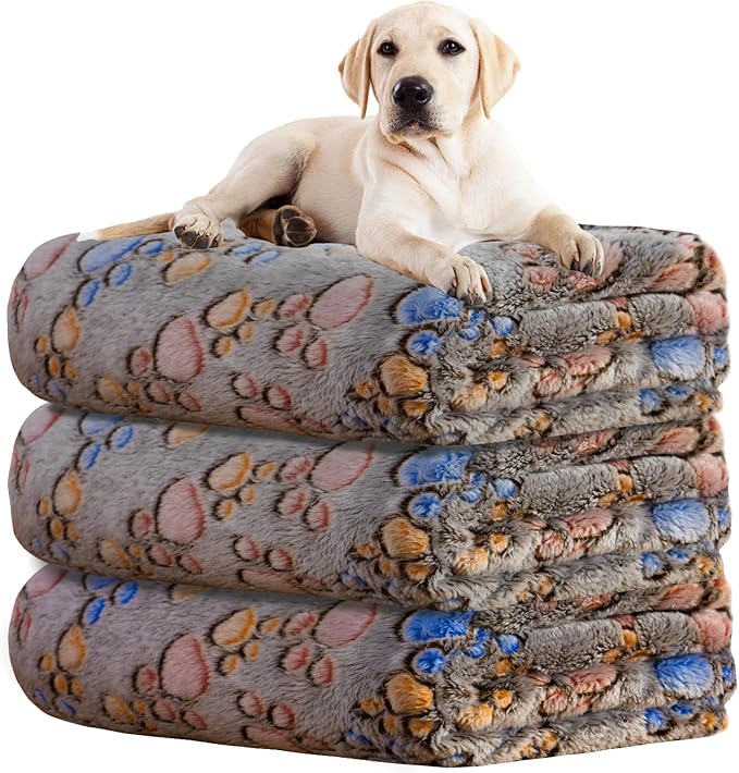 Rezutan 1 Pack 3 Blankets for Dogs, Dog Blanket for Large & Medium Pet Cat, Premium Soft Fluffy Suitable for Dog Kennels & Beds, Sofas, Gifts Puppy Essentials, 41x31inch, Tan