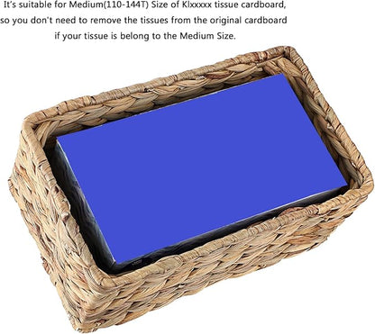 Sumnacon Tissue Box Cover Water Hyacinth Tissue Box Rectangular Tissue Holder Woven Tissue Cover Wicker Tissue Box Holder for Bathroom Toilet Table Desk Home Office Car