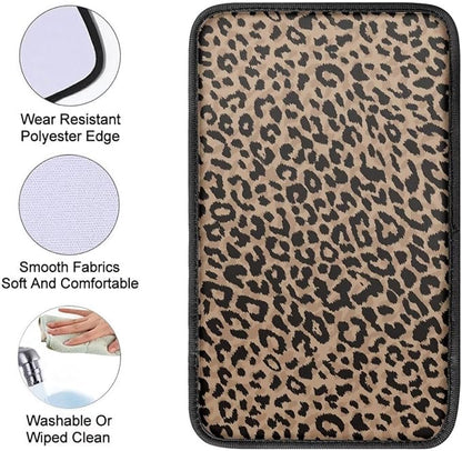 Horeset Brown Leopard Print Auto Console Armrest for Men Women Accessories Interior Decor, Car Center Console Arm Rest Pad Fit Most Vehicle