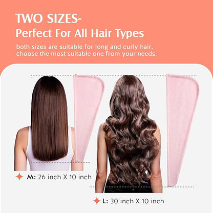 YFONG 2 Pack Microfiber Hair Towel Wrap for Women, Super Absorbent Quick Dry Hair Turban for All Hair Style Anti Frizz, Large Hair Drying Towel with Button