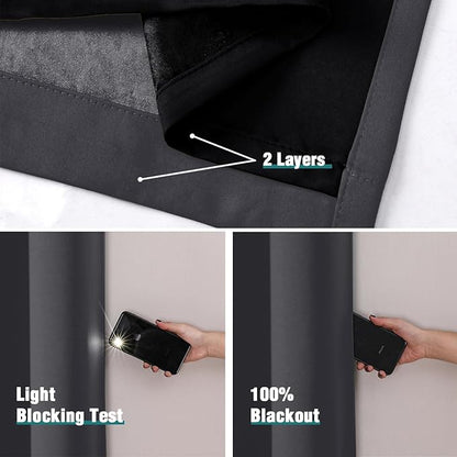 ChrisDowa 100% Blackout Curtains 102 inch Long