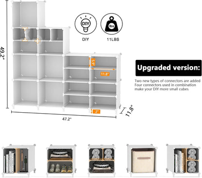 AWTATOS Cube Storage Organizer Closet Storage 12 Cube Shelves, Large and Small Cubes, DIY Portable Closet Clothes Storage Shelfs for Home, Bedroom, White