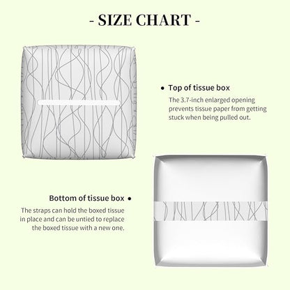 Grey Wavy Striped Tissue Box Cover,Abstract Wavy Line Waterproof Leather Square Tissue Box Cover Case Facial Paper Organizer Dispenser Box Holder for Home Office Bathroom Vanity Countertop