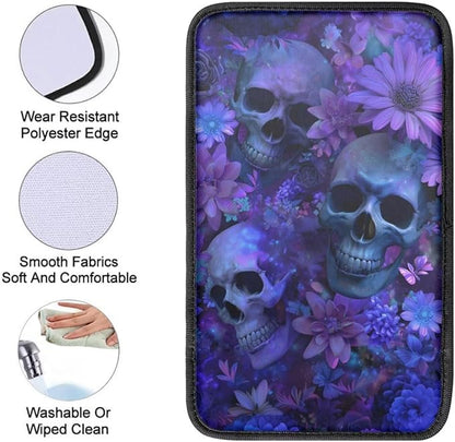 Skull Daisy Print Car Center Console Armrest Cover Scratch Proof Neoprene Armrest Cover Pad for Truck Sedan SUV, Universal Car Interior Decor Accessories