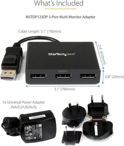 StarTech.com 3-Port DisplayPort 1.2 Splitter, DisplayPort to 3x DP