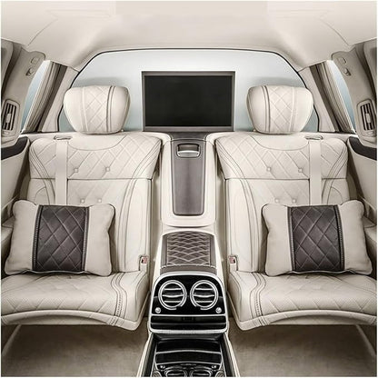Car Pillow, Car Headrest Lumbar Pillow Seat Rest Cushion Compatible For Mercedes Benz Maybach S-Class Rest Support Pillows Accessories(Beige brown)