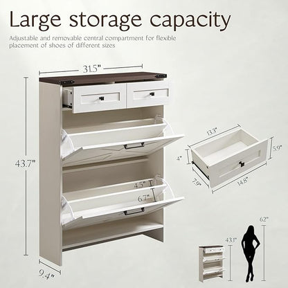 Shoe Storage Cabinet, Farmhouse Shoe Organizer