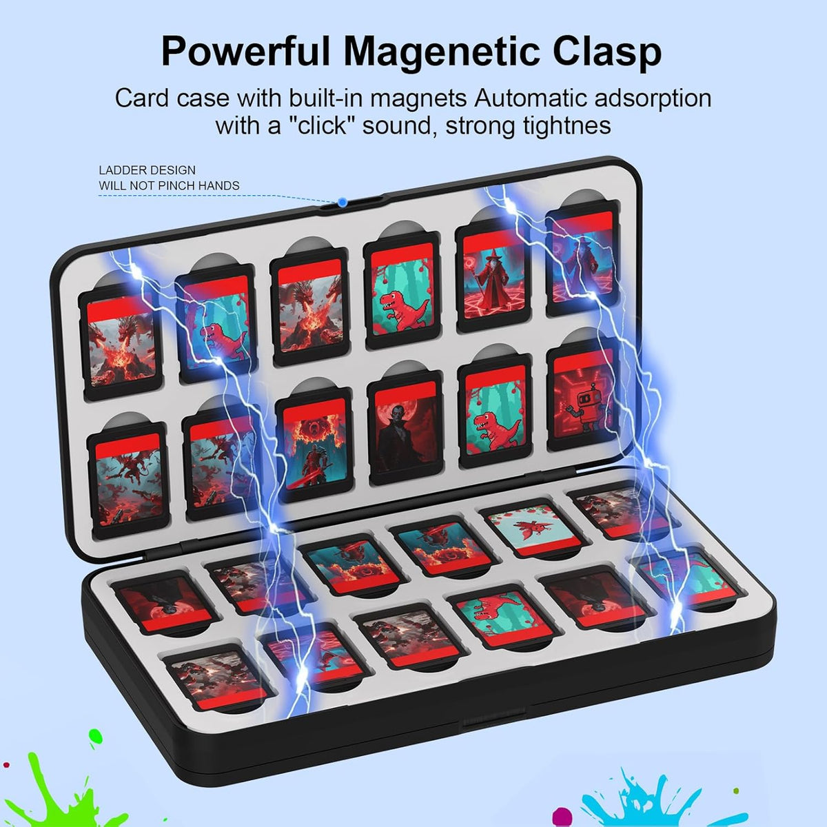 iPLYGAM Switch Game Case for Nintendo Switch 2/Switch/OLED/Lite with 48 Slots and 80 Memory Micro SD Card Storage, Portable Travel Switch Game Holder Organizer, Game Card Protective for Festival Gift
