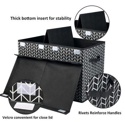 Mayniu Large Toy Box Chest with Lid, Kids Toy Storage Organizer Bins Basket for Living Room, Nursery, Closet, Bedroom, Playroom 25"x13" x16" (Black)