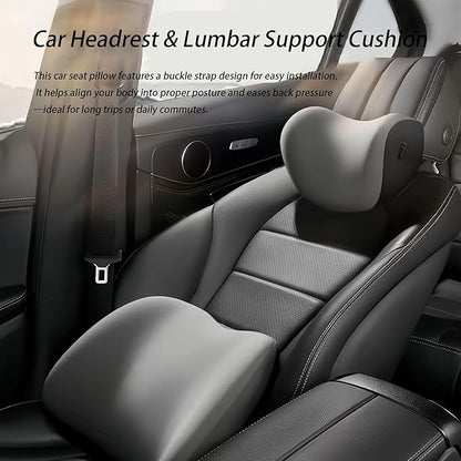 Car Lumbar Support Pillow and Car Neck Pillow Kit for Jaguar F Pace 2016-2020 2021 2022 2023 2024 2025 2026, Car Seat Neck Back Rest Pillows, Ergonomic Car Seat Headrest & Lumbar Cushion