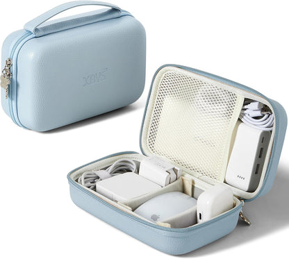 Charger Case for Macbook, Portable Tech Electronic Organizer Bag,Travel Storage Pouch for Laptop Accessories, MacBook Power Adapter, Charging Cords, USB Drives, Power Bank (Blue, XL)