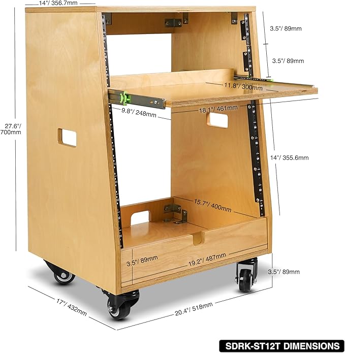 Sound Town DIY Slanted 12U Studio Rack,