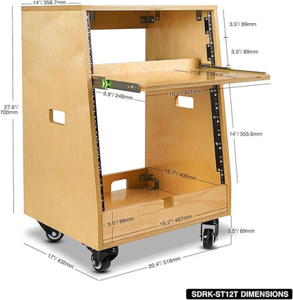 Sound Town DIY Slanted 12U Studio Rack,