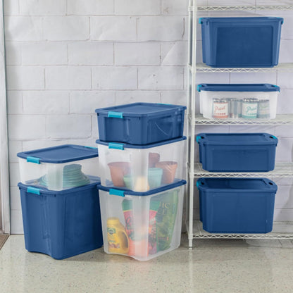 Sterilite 12-Pack Latch and Carry, Clear Plastic Storage Bins with Latching Lids and Full-Grip Handles, 12 Gallon