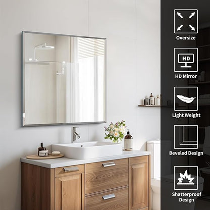 CILIBER Beveled Mirror, 30x30 inch Square Bathroom Mirrors