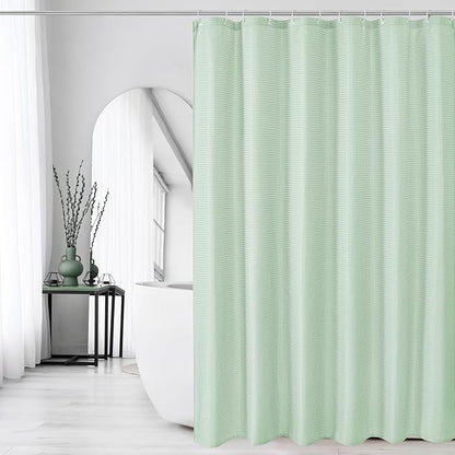Gibelle Small Stall Shower Curtain 36 x 72, Narrow Half Waffle Weave Textured Fabric Shower Curtain for Bathroom, Water Repellent, Machine Washable, Mint Green