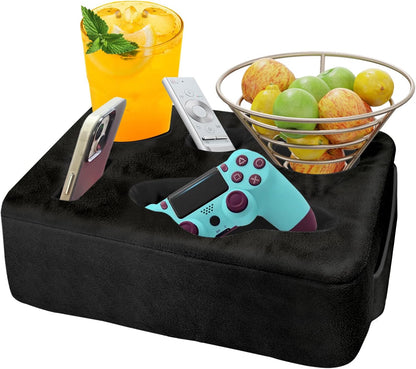 Couch Bed Cup Holder Pillow, Nisdoing 5 Hole Couch Drink Holder! Keep Drinks Hand Side and KeepTemp, Prevent Spills and Use Anywhere.Cup Holder for Couch, Bed,Camping,RV,Car,Beach.Black