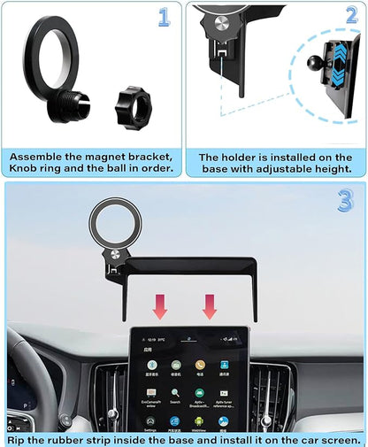 Car Phone Holder for 2026 Volvo XC60 Plug-In Hybrid /2025 Volvo XC90 Hybrid Accessories Apply to 11.2 Inch Touch Screen Fixed Clip Magnetic Cell Phone Mount Hands-Free 360 Degree Rotation