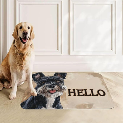 Schnauzer Food Mat for Floors Waterproof,Quick Dry Anti-Slip Dog Bowl Mats for Food and Water,Pet Feeding Mats,Pet Placemat for Messy Drinkers to Protect Floors,Pets Supplies 17.72×11.81in