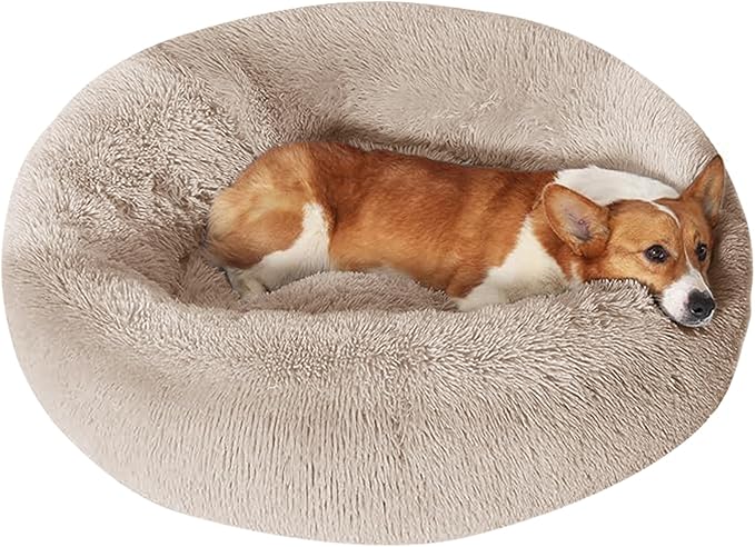 JOLLYVOGUE Dog Bed, Calming Anti-Anxiety Large Dog Bed, Fluffy Donut Cushion for Medium and Large Pets (27"/30"/36")