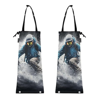 ALAZA Hanging Car Trash Bags Garbage Bag Trash Can for Back Seat Small Snowboarding 1 Washable Storage Bag Retractable 2 Pack