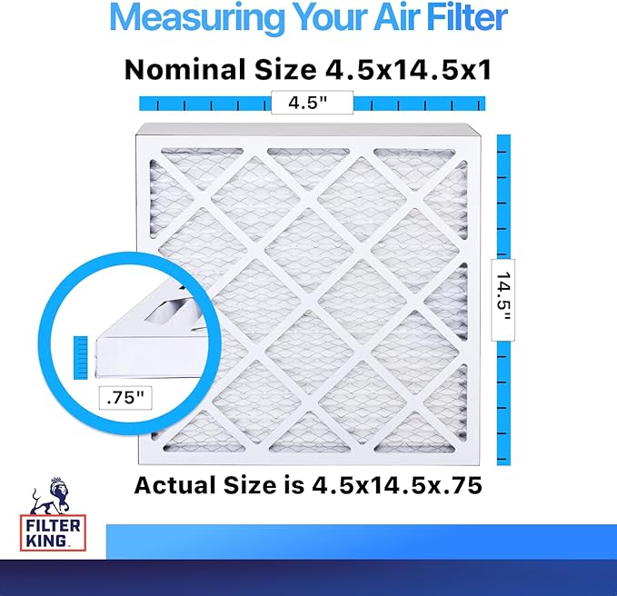 Filter King 4.5x14.5x1 Air Filter | 4-PACK | MERV 8 HVAC Pleated A/C Furnace