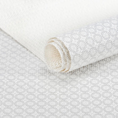 FIFTY FEET 18"x96" Non-Adhesive Shelf Liner for Kitchen Cabinets and Drawers, Washable Non-Slip PVC Cabinet Liner (White Circle)(1 Roll)