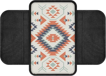 Navajo Aztec Geometric Pattern Car Armrest Cover Anti-Slip Middle Console Cover Breathable Auto Center Console Pad Car Interior Decoration Accessories Protector