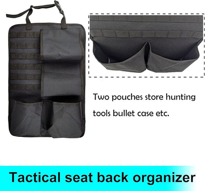 2PCS Tactical Seat Back Organizer Molle Car Backseat Gun Rack Shotgun Holder Panel Accessories Vehicle Seatback Rear Storage Cover Protector for Truck MPV Wrangler black