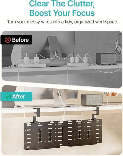 Under Desk Cable Management Tray, 30.2" Vertical Metal Pegboard Organizer