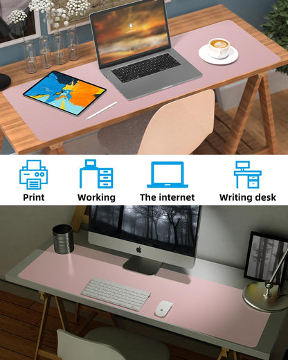 Non-Slip Desk mat,PU Leather Desk Pad Protector, Office Desk Mat, Large Mouse Pad,Desk Blotter, Laptop Desk Pad, Waterproof Desk Writing Pad for Office and Home (Rose Pink, 40" x 17")