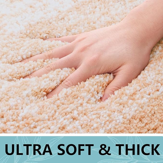 Arotive Microfiber Bathroom Rugs, Shaggy Soft and Absorbent Bath Rug, Non-Slip, Thick Plush Machine Washable Dry Bath Mats for Bathroom, Tub and Shower, 30x20, Peach, Rectangular