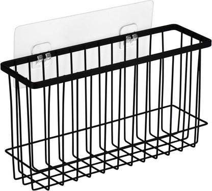 Toplife Wall Door Adhesive Kitchen Wrap Organizer Rack, No Drilling, Black