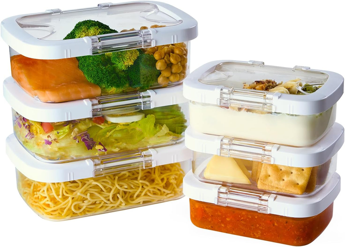 Felli Duo Loc Tritan Containers for Reheating Microwave Safe Box, Airtight Food Storage for Fridge Freezer, On The Go Lunch Container for Adults for Weekly Meal Plan Picnic Travel (6pk)