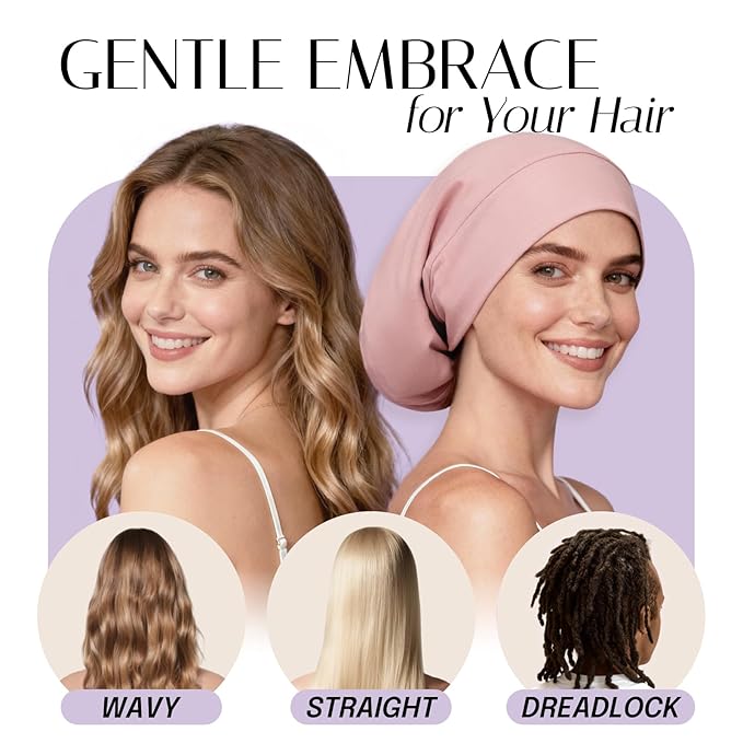 OLESILK Silk Bonnet for Long Hair: 100% Mulberry Silk for Sleeping Women&Men, Extra Large Loc Cap for Braids, Adjustable