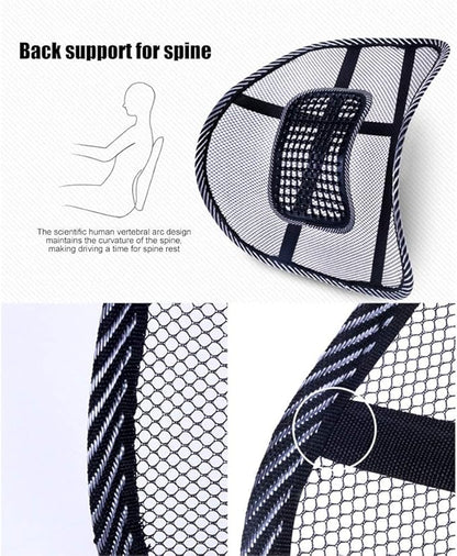 Tbest Car Ice Silk Hole Mesh Lumbar Cushion Breathable Auto Seat Waist Support Massage Pad for Office and Seats Black 40x40cm (Black)