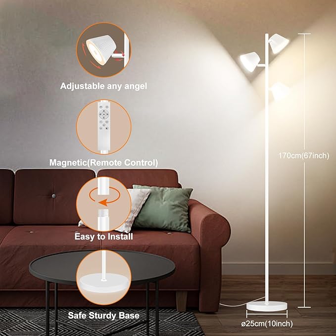 Pesken White 42W Tree Floor Lamp, Super Bright LED Standing Lamp