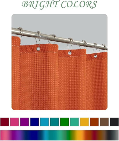ggaimwf 72x84 Inch Solid Color Shower Curtain for Bathroom Waffle Bath Water Resistant Fabric Curtains Rust Modern Thick Shower Stall Curtain with Metal Hooks