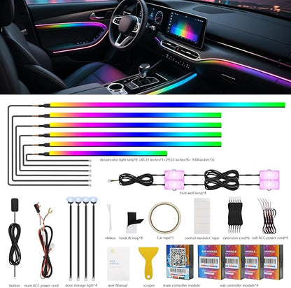 2026 Upgraded Dreamcolor Acrylic Interior Car LED Strip Light