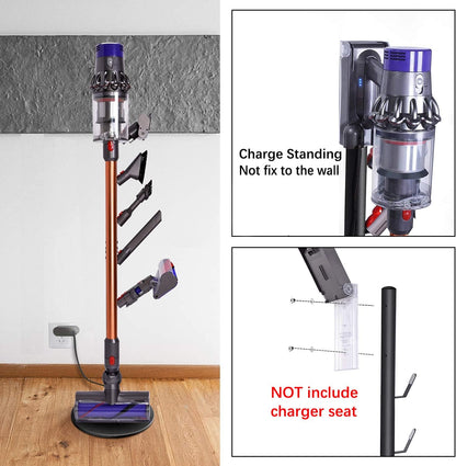 Storage Stand Holder Compatible with V15 Detect, V11 V10 V8 V7 V6 Cordless Vacuum Cleaners and Accessary, Floor Docking Station Metal Organizer Bracket with 5 Hooks, Black