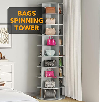 SpaceAid 9 Tier Rotating Shoe Rack Tower, Spinning Shoe Display Lazy Susan