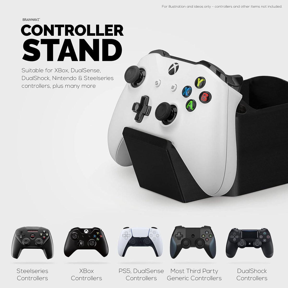 BRAINWAVZ Game Controller, TV Remote Control & Pens Pencils Stationery Storage Desktop Organizer Holder, Universal Design for Xbox ONE PS5 PS4 PC Gamepads, Reduce Clutter (D04)