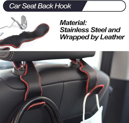 MECHCOS Car Seat Headrest Hooks for Car Back Seat Organizer Hanger Storage Hook Holder for Car SUV Organization Purse Shopping Groceries Bag Handbag, Black & Red, 2 Pack