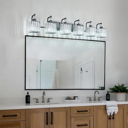 BBLLWJ 6 Light Bathroom Vanity Light Modern Black Vanity Light Fixtures