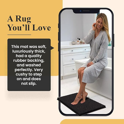MAYSHINE Plush Shaggy Chenille Bath Mat | Extra Soft, Super Absorbent, Non-Slip Bathroom Rug | Fluffy Microfiber, Area Rug Sets for Bathroom Floor, Kitchen, Living Room | 32"x20" | Plum