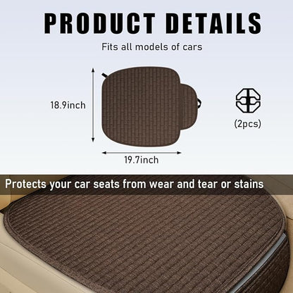 2PCS Car Seat Bottom Cover Pad, Breathable Auto Front Seat Button Cushion Mat with Pocket, Soft Comfortable Vehicle Seat Protector Pad, Universal Truck SUV Car Accessories (Coffee)