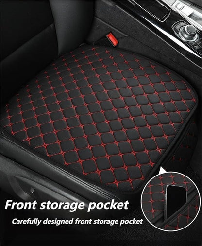 Premium Car Seat Covers for Front Seats, [2-Pack] Plush Soft & Cooling Seat Protector Pads Full Set, Breathable Mesh, Non-Slip Auto Seat Mat for Sweat, Wear Protection (Black red)