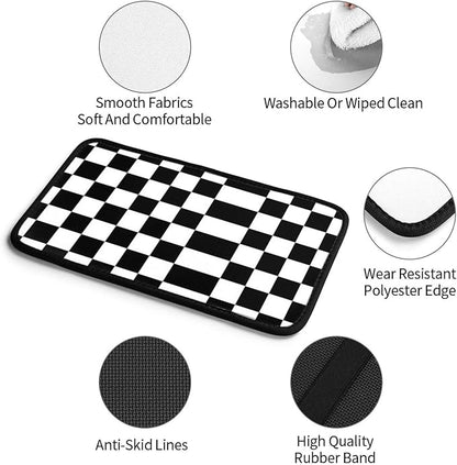 Car Armrest Cover Auto Center Console Pad Arm Rest Cushion Soft Car Accessories Universal for Most Vehicle (Checkerboard-Black & White Pattern Design)