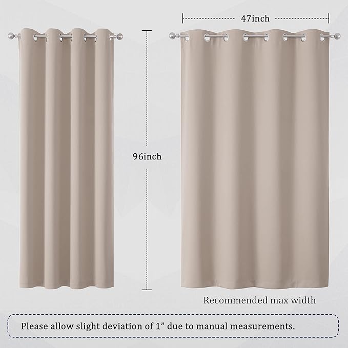 DUALIFE Blackout Curtains 96 Inches Long