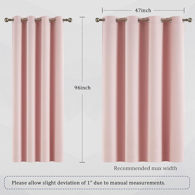 DUALIFE Baby Pink Curtains Panels